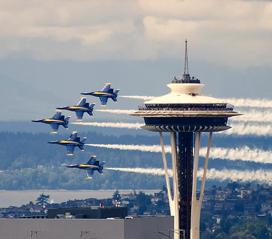 Blue Angels in close formation.